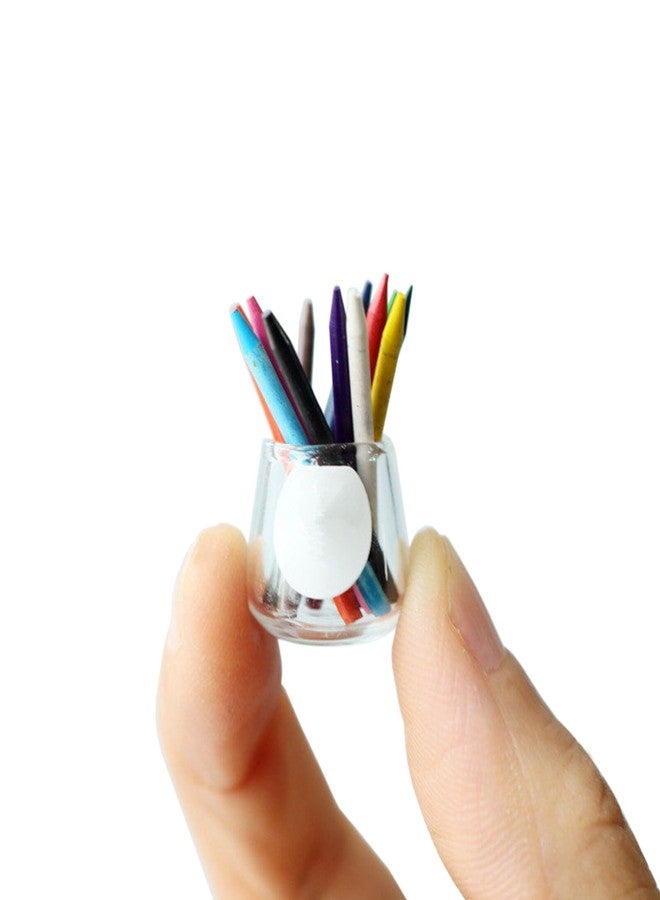 RillyRellow Miniature Dollhouse Colored Crayon Pencil Set with Glass, 1:12 Scale, 13 Count (Pack of 1), Multi-colored, Ideal for Dollhouse Decor, Dioramas, or Desk Decoration - Image 1